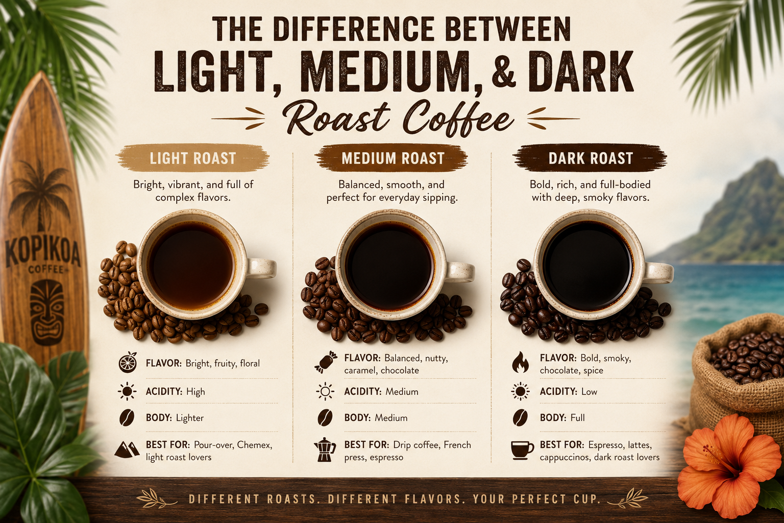 The Difference Between Light, Medium, and Dark Roast Coffee.