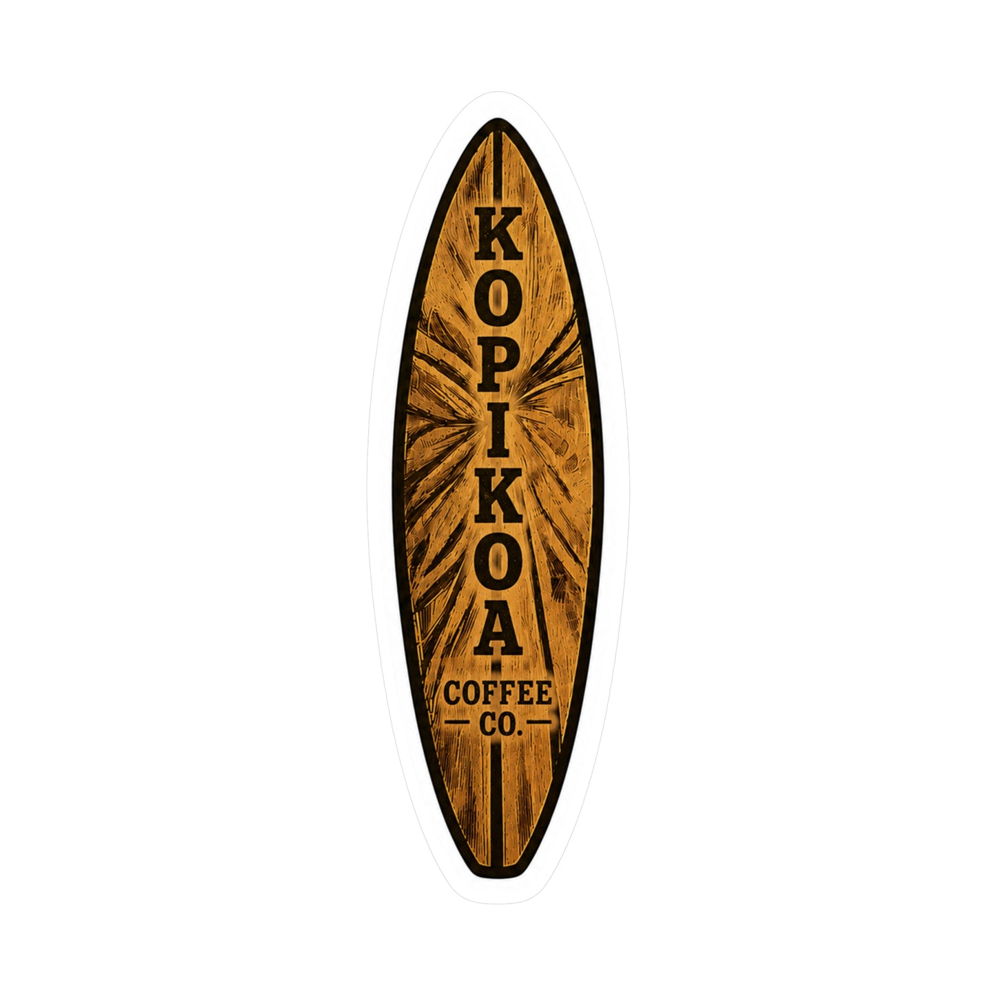 Kopikoa Surfboard Coffee Vinyl Sticker — Kiss-Cut Decal