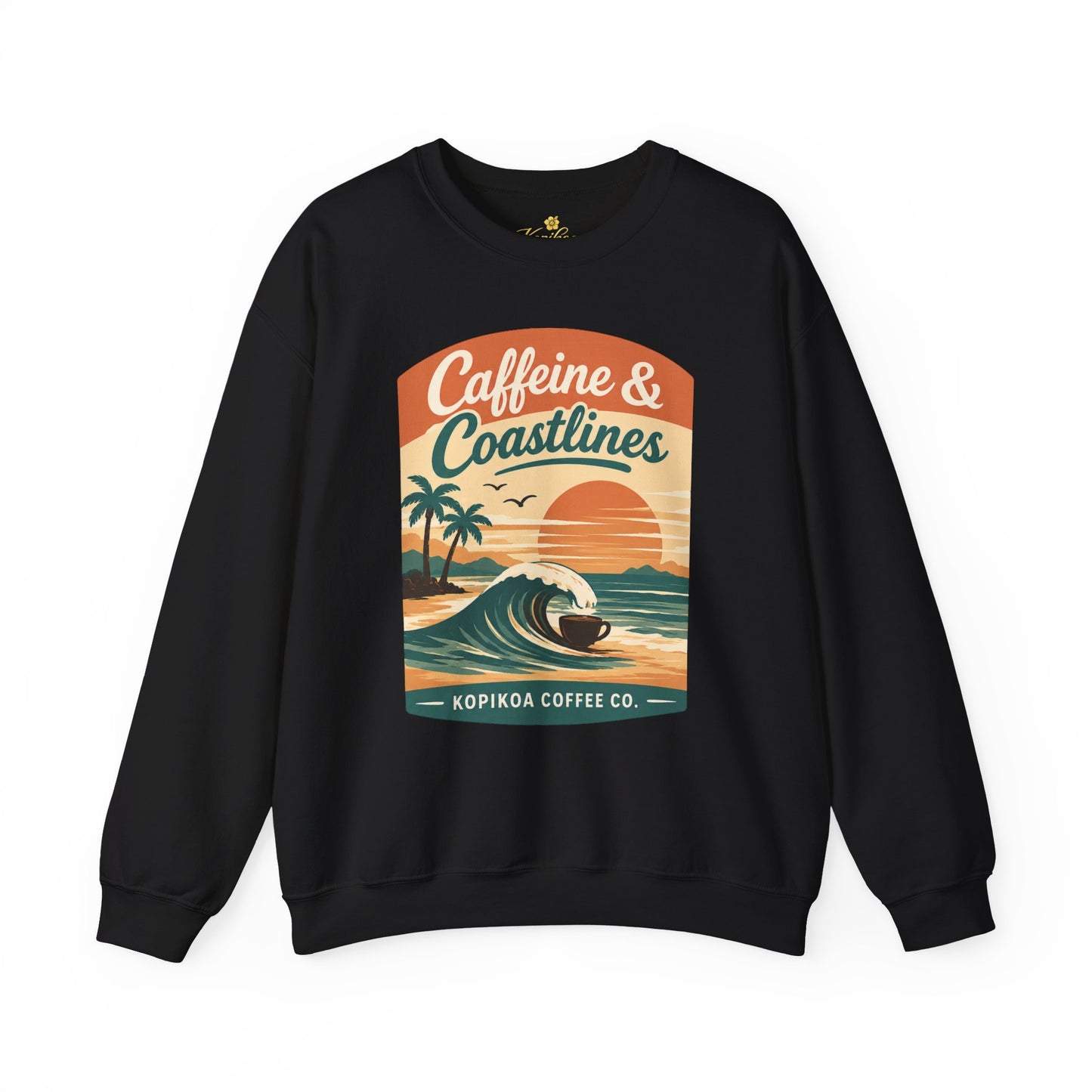 Kopikoa Caffeine and Coastlines – Unisex Crewneck Sweatshirt