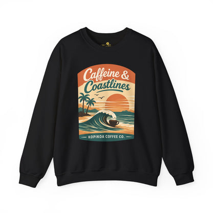 Kopikoa Caffeine and Coastlines – Unisex Crewneck Sweatshirt