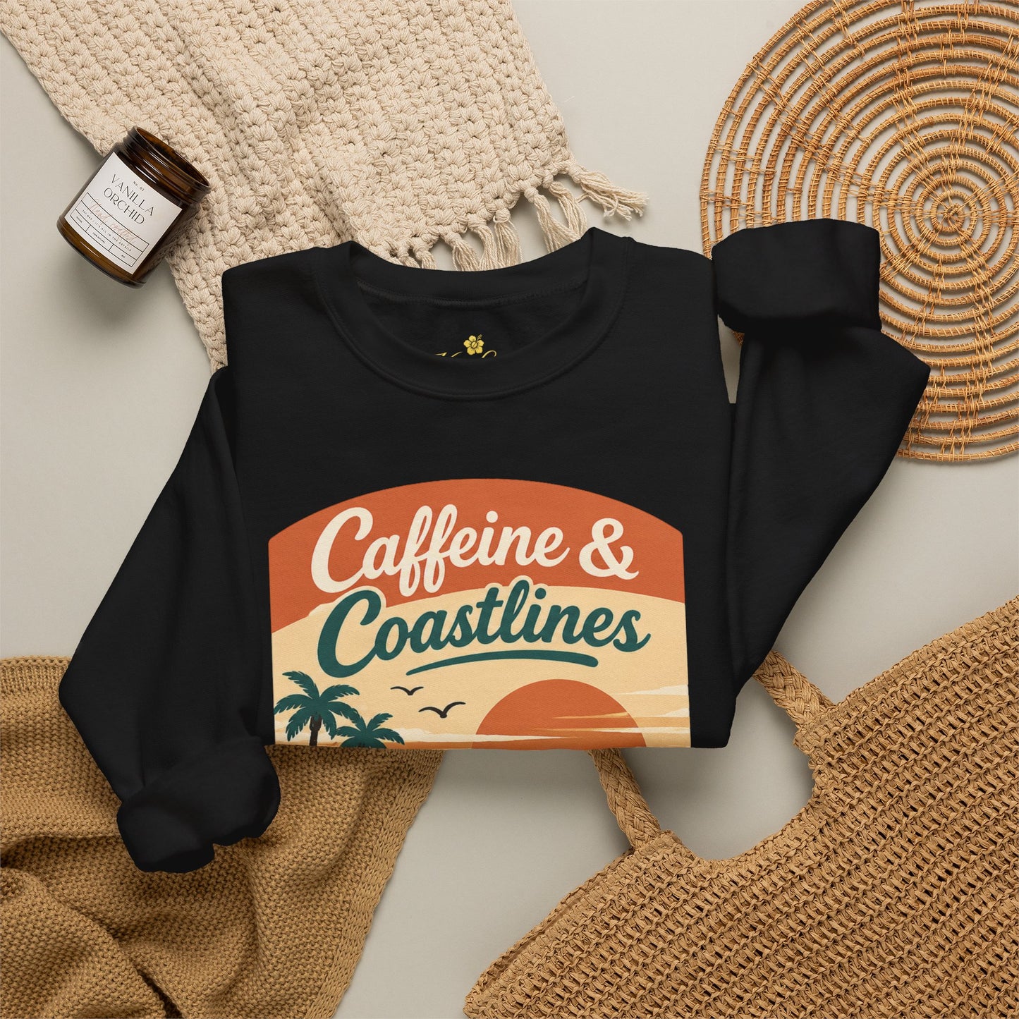 Kopikoa Caffeine and Coastlines – Unisex Crewneck Sweatshirt