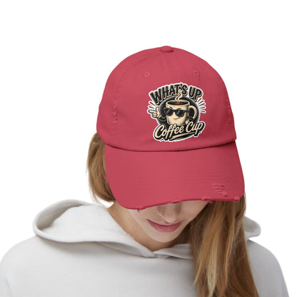 Kopikoa "What's Up Coffee Cup" Distressed Cap — Vintage Coffee Hat