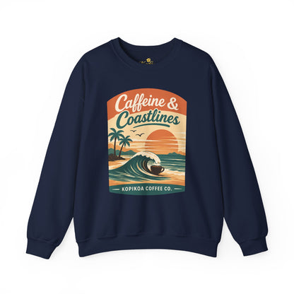 Kopikoa Caffeine and Coastlines – Unisex Crewneck Sweatshirt