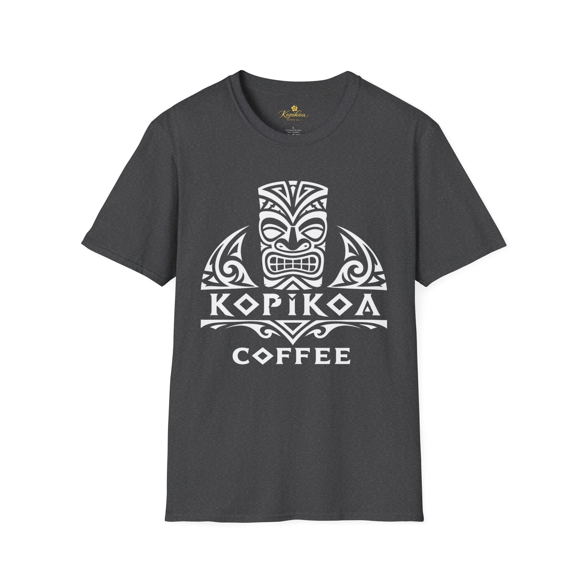 T-Shirt — Tribal Tiki 'Kopikoa Coffee' Logo Tee — Polynesian Coffee Lover Shirt