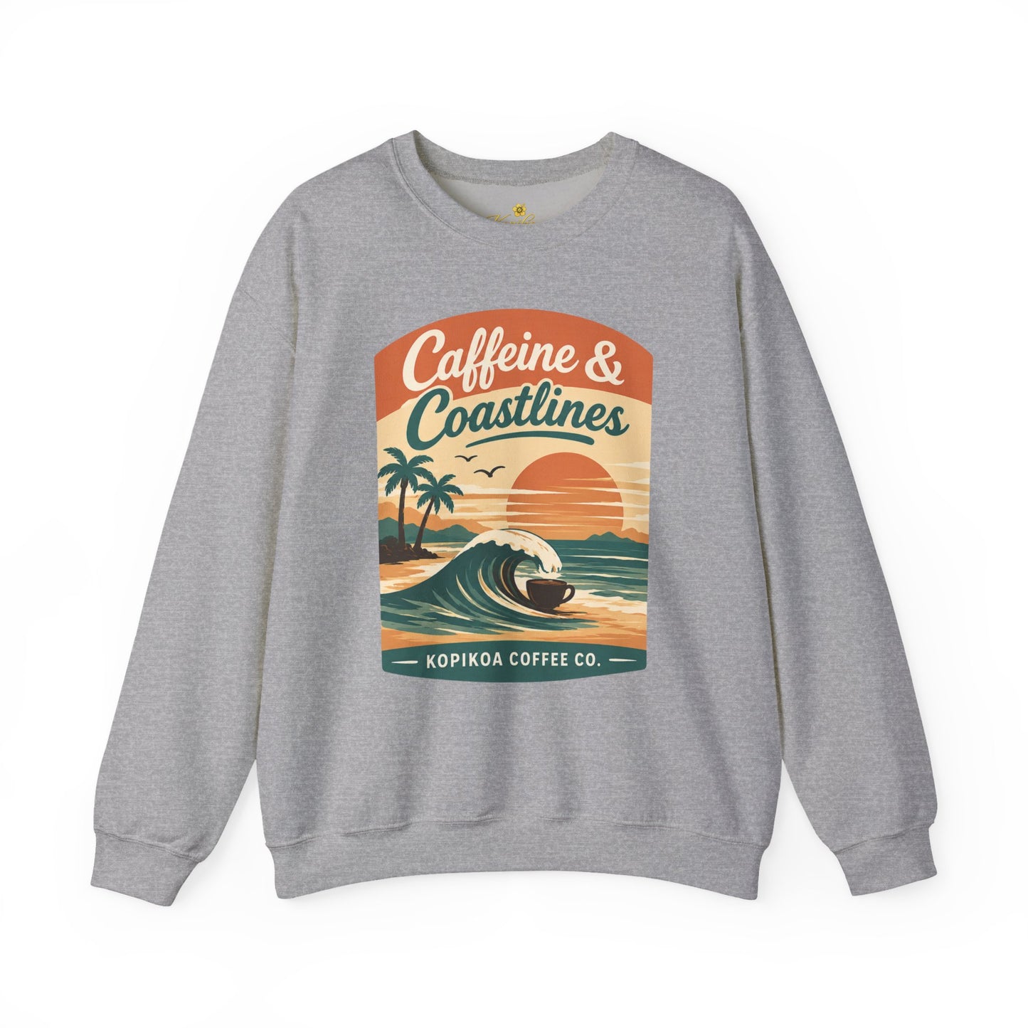 Kopikoa Caffeine and Coastlines – Unisex Crewneck Sweatshirt