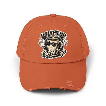 Kopikoa "What's Up Coffee Cup" Distressed Cap — Vintage Coffee Hat