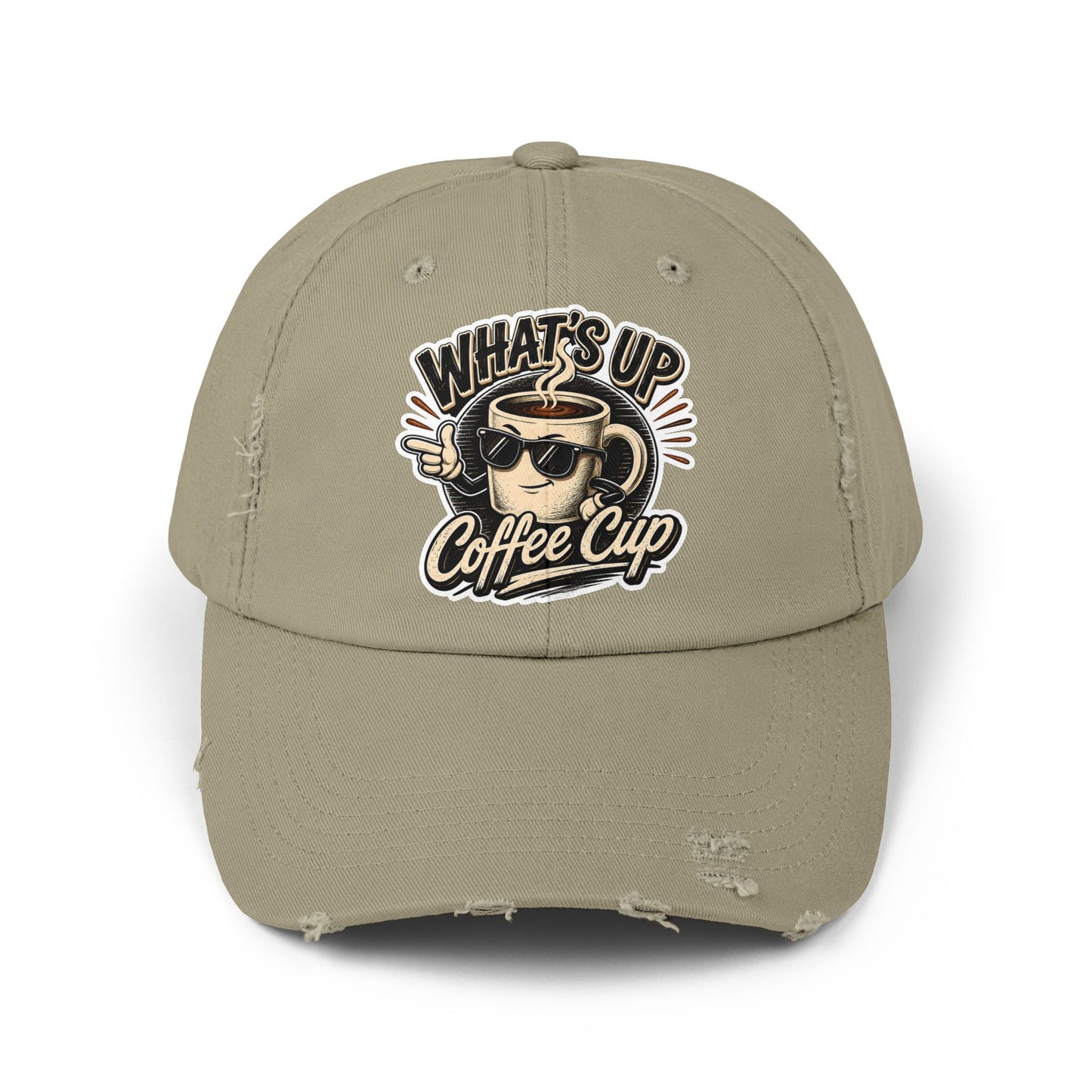 Kopikoa "What's Up Coffee Cup" Distressed Cap — Vintage Coffee Hat