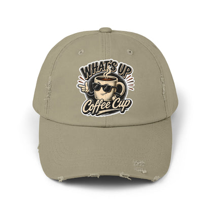 Kopikoa "What's Up Coffee Cup" Distressed Cap — Vintage Coffee Hat