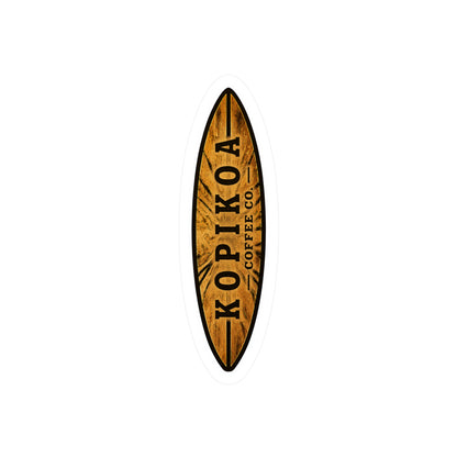 Kopikoa Surfboard Logo Vinyl Sticker — Woodgrain Kiss-Cut Decal