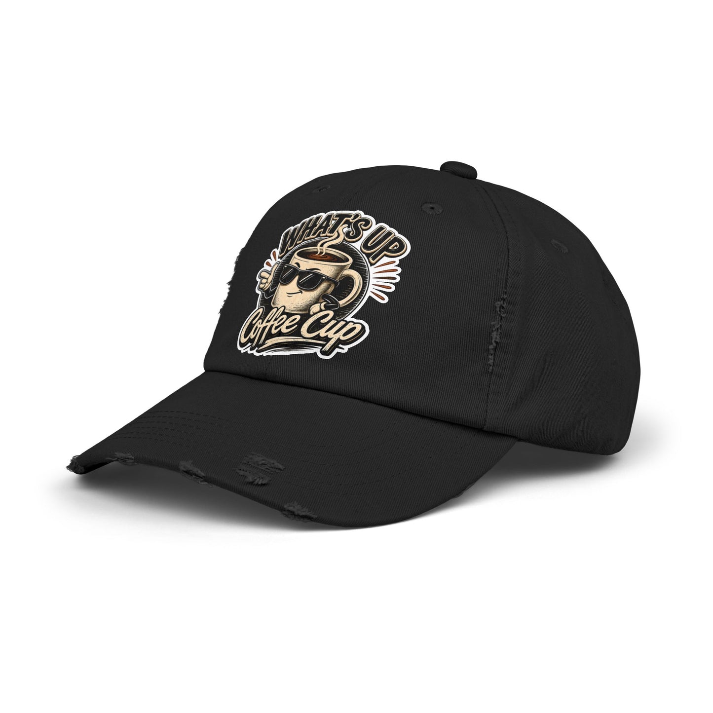 Kopikoa "What's Up Coffee Cup" Distressed Cap — Vintage Coffee Hat