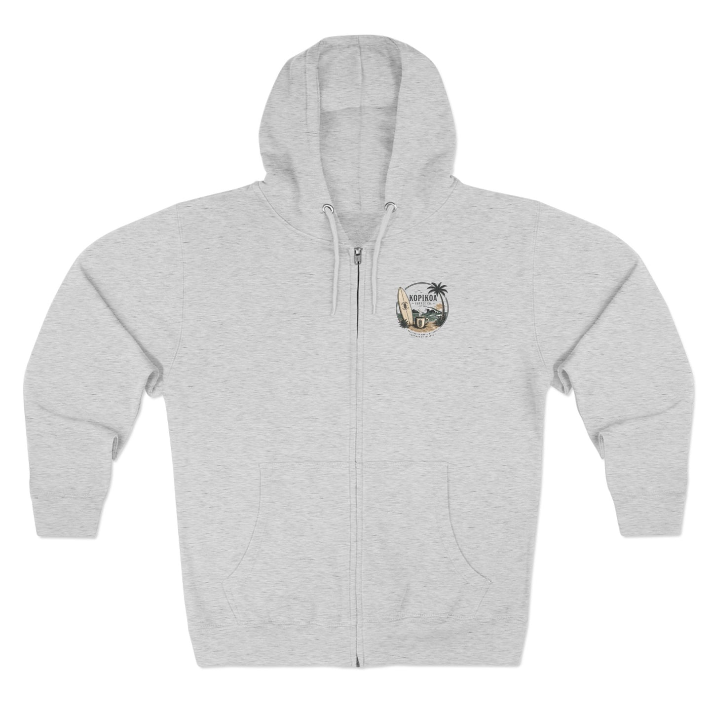 Zip Hoodie — Kopikoa Surf & Sip Coffee Co. Vintage Surfboard Design