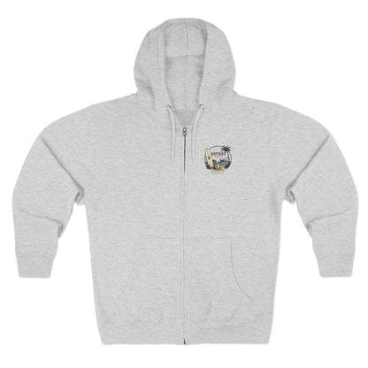 Zip Hoodie — Kopikoa Surf & Sip Coffee Co. Vintage Surfboard Design