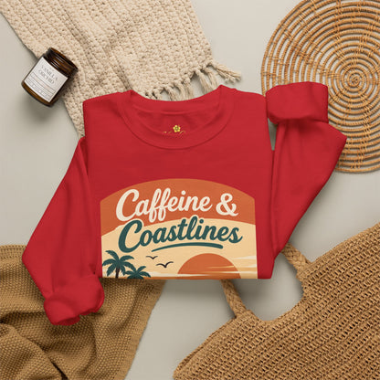 Kopikoa Caffeine and Coastlines – Unisex Crewneck Sweatshirt