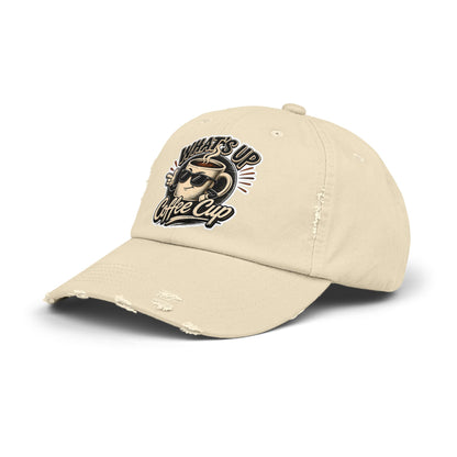 Kopikoa "What's Up Coffee Cup" Distressed Cap — Vintage Coffee Hat