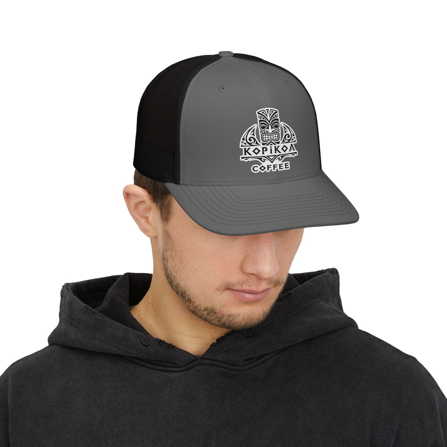 Kopikoa Tiki Logo Embroidered Trucker Cap — Snapback Hat