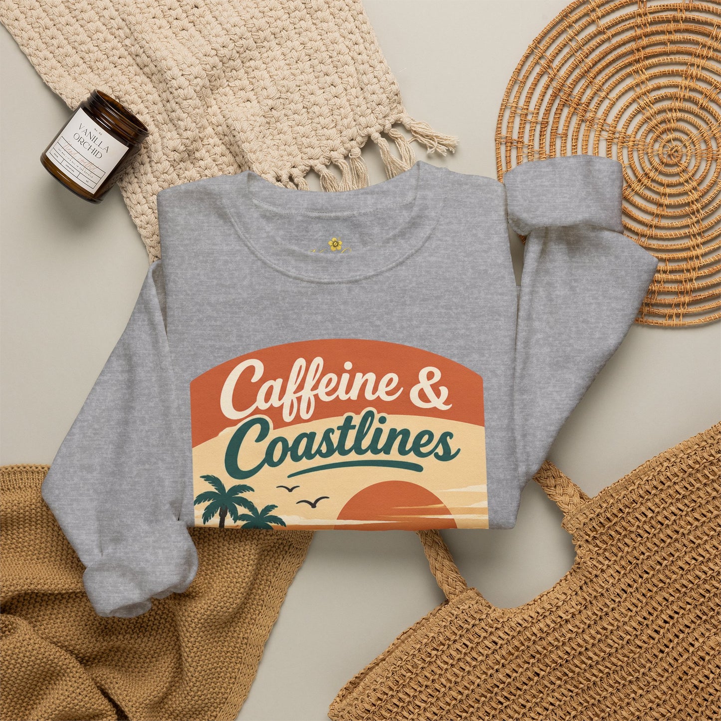 Kopikoa Caffeine and Coastlines – Unisex Crewneck Sweatshirt