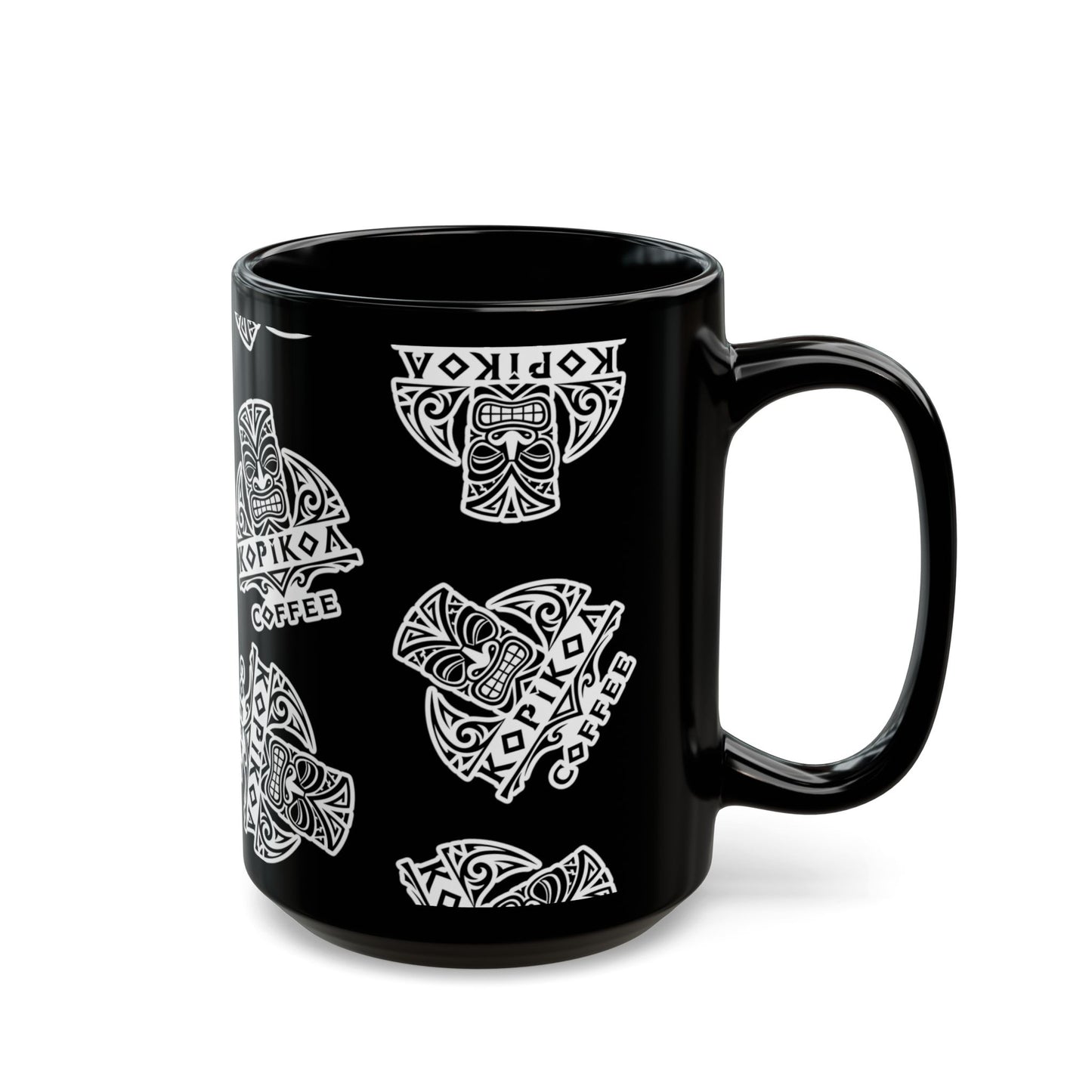 Kopikoa Tribal Tiki Ceramic Mug — Black (11oz & 15oz)