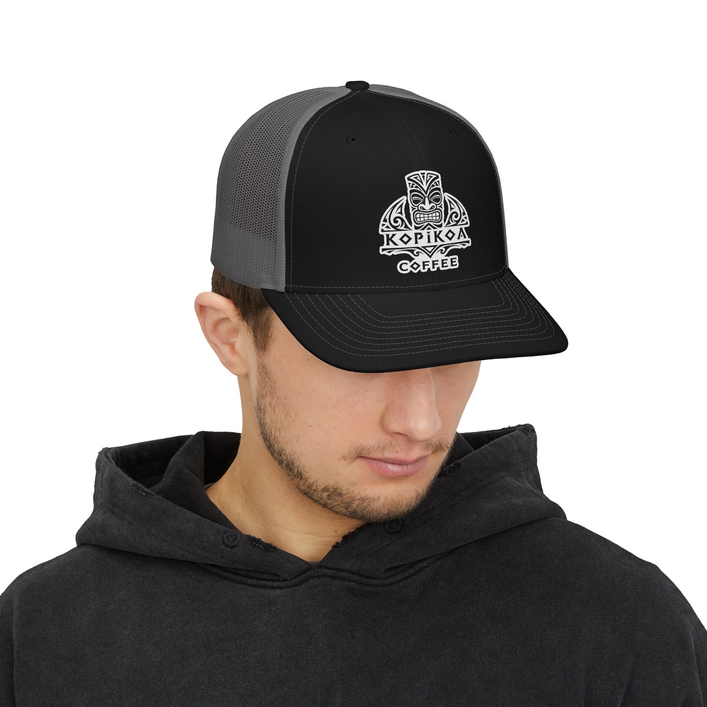 Kopikoa Tiki Logo Embroidered Trucker Cap — Snapback Hat