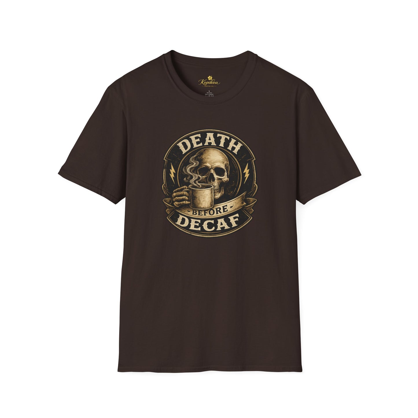 Kopikoa Death Before Decaf – Unisex T-Shirt