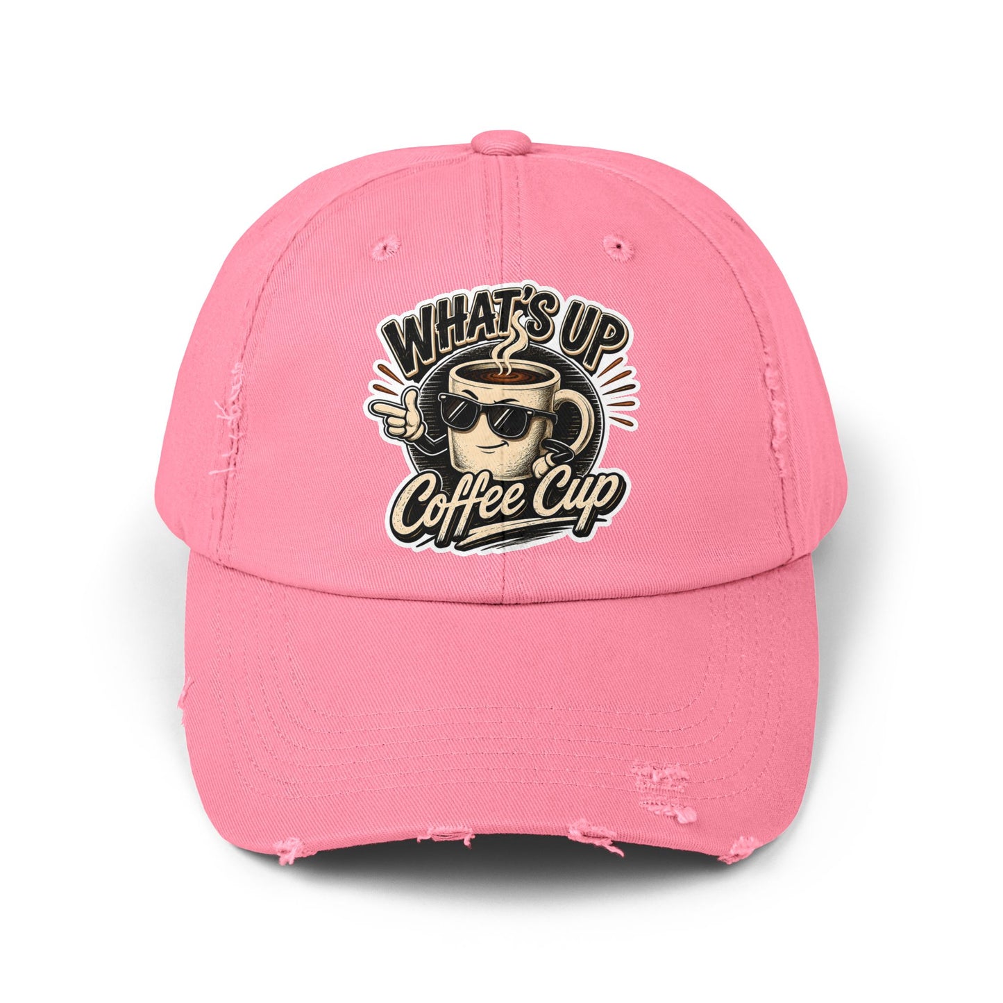Kopikoa "What's Up Coffee Cup" Distressed Cap — Vintage Coffee Hat