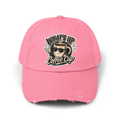 Kopikoa "What's Up Coffee Cup" Distressed Cap — Vintage Coffee Hat