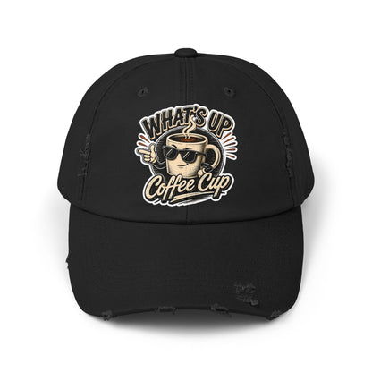 Kopikoa "What's Up Coffee Cup" Distressed Cap — Vintage Coffee Hat