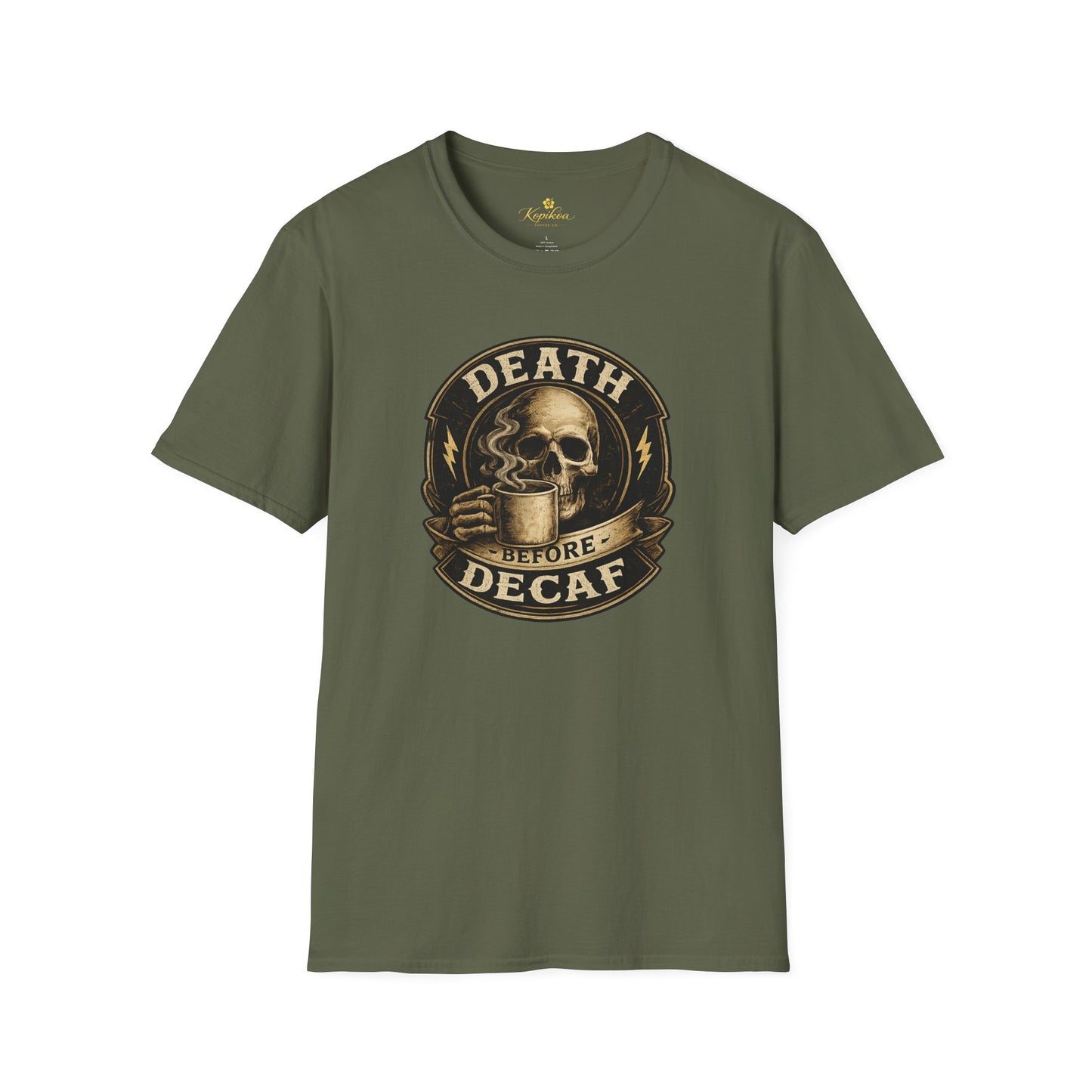 Kopikoa Death Before Decaf – Unisex T-Shirt