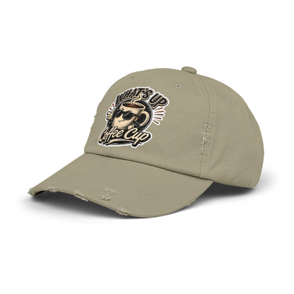 Kopikoa "What's Up Coffee Cup" Distressed Cap — Vintage Coffee Hat