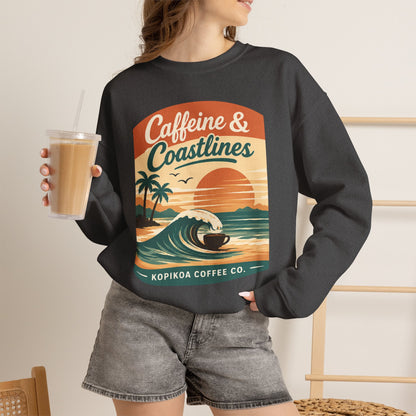 Kopikoa Caffeine and Coastlines – Unisex Crewneck Sweatshirt