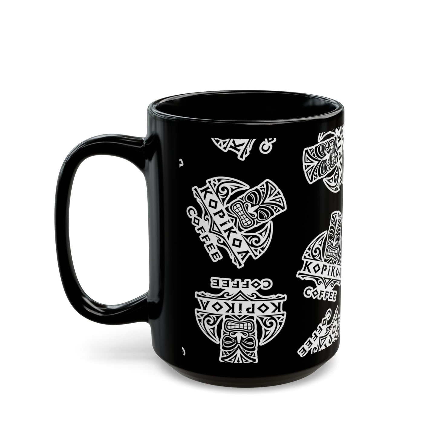 Kopikoa Tribal Tiki Ceramic Mug — Black (11oz & 15oz)