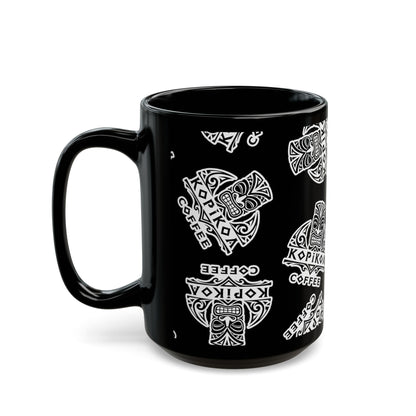 Kopikoa Tribal Tiki Ceramic Mug — Black (11oz & 15oz)