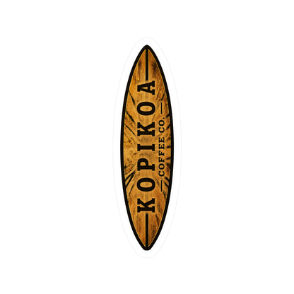 Kopikoa Surfboard Logo Vinyl Sticker — Woodgrain Kiss-Cut Decal