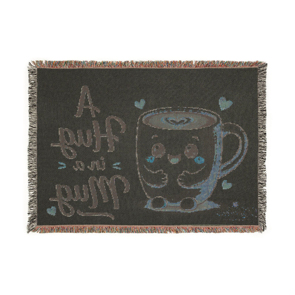 Woven Blanket — "A Hug in a Mug" Cute Coffee Mug Throw Blanket