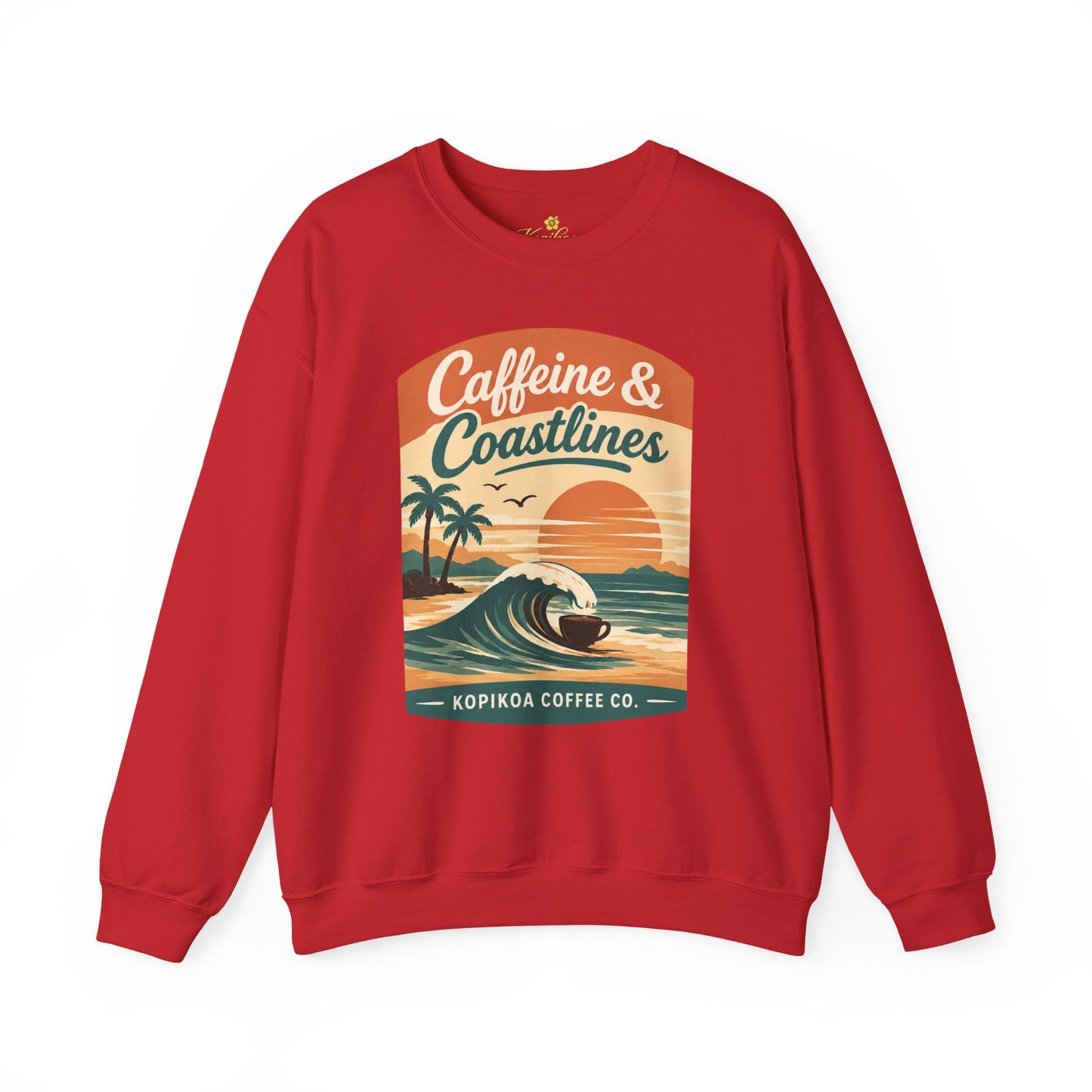 Kopikoa Caffeine and Coastlines – Unisex Crewneck Sweatshirt