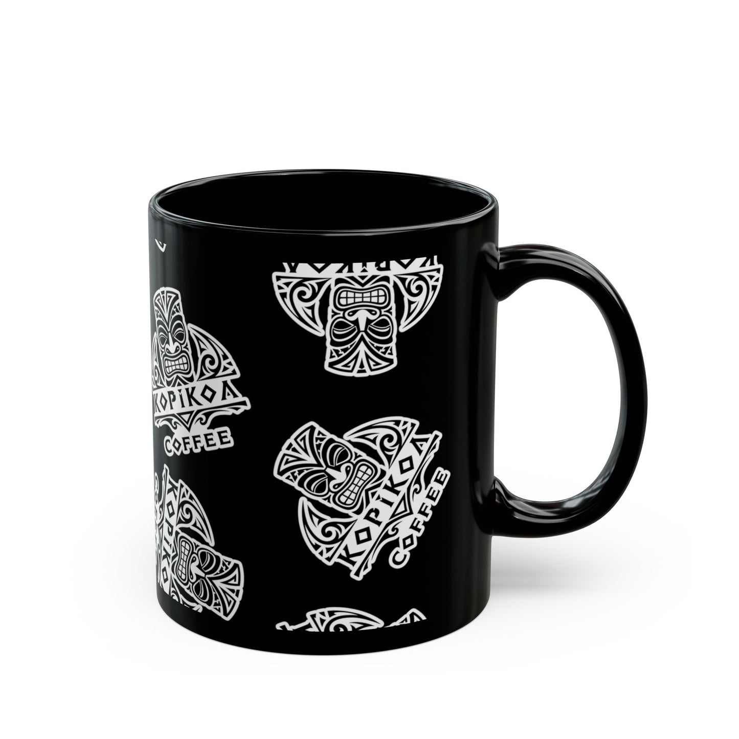 Kopikoa Tribal Tiki Ceramic Mug — Black (11oz & 15oz)