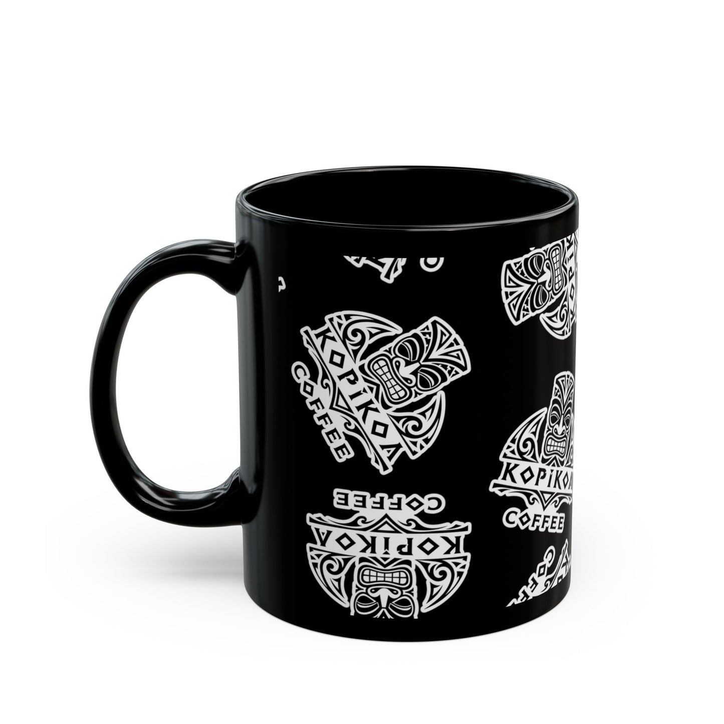 Kopikoa Tribal Tiki Ceramic Mug — Black (11oz & 15oz)