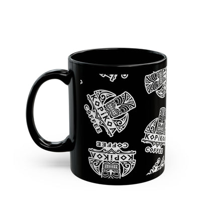 Kopikoa Tribal Tiki Ceramic Mug — Black (11oz & 15oz)
