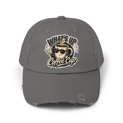 Kopikoa "What's Up Coffee Cup" Distressed Cap — Vintage Coffee Hat