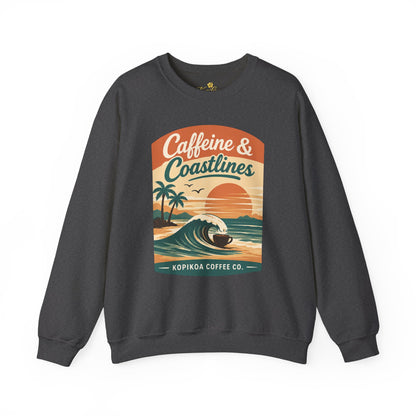 Kopikoa Caffeine and Coastlines – Unisex Crewneck Sweatshirt