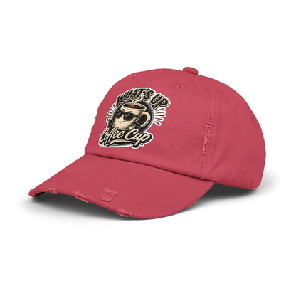 Kopikoa "What's Up Coffee Cup" Distressed Cap — Vintage Coffee Hat