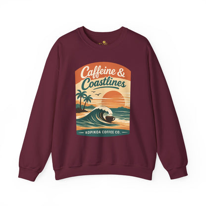 Kopikoa Caffeine and Coastlines – Unisex Crewneck Sweatshirt