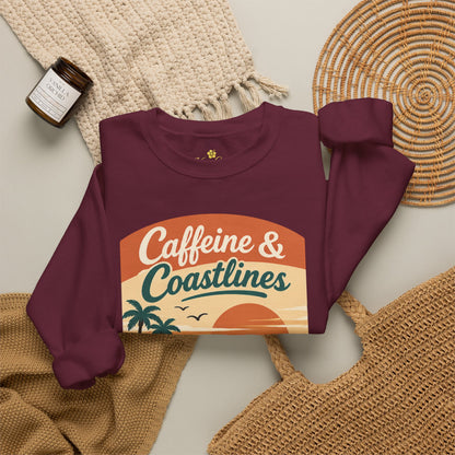 Kopikoa Caffeine and Coastlines – Unisex Crewneck Sweatshirt