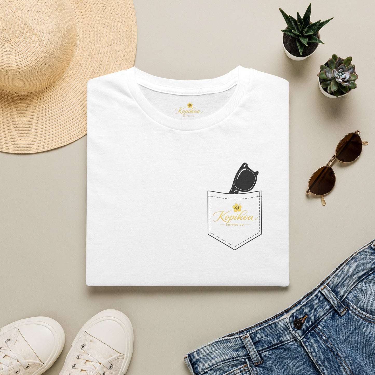Kopikoa What's Up Coffee Cup – Unisex Pocket T-Shirt