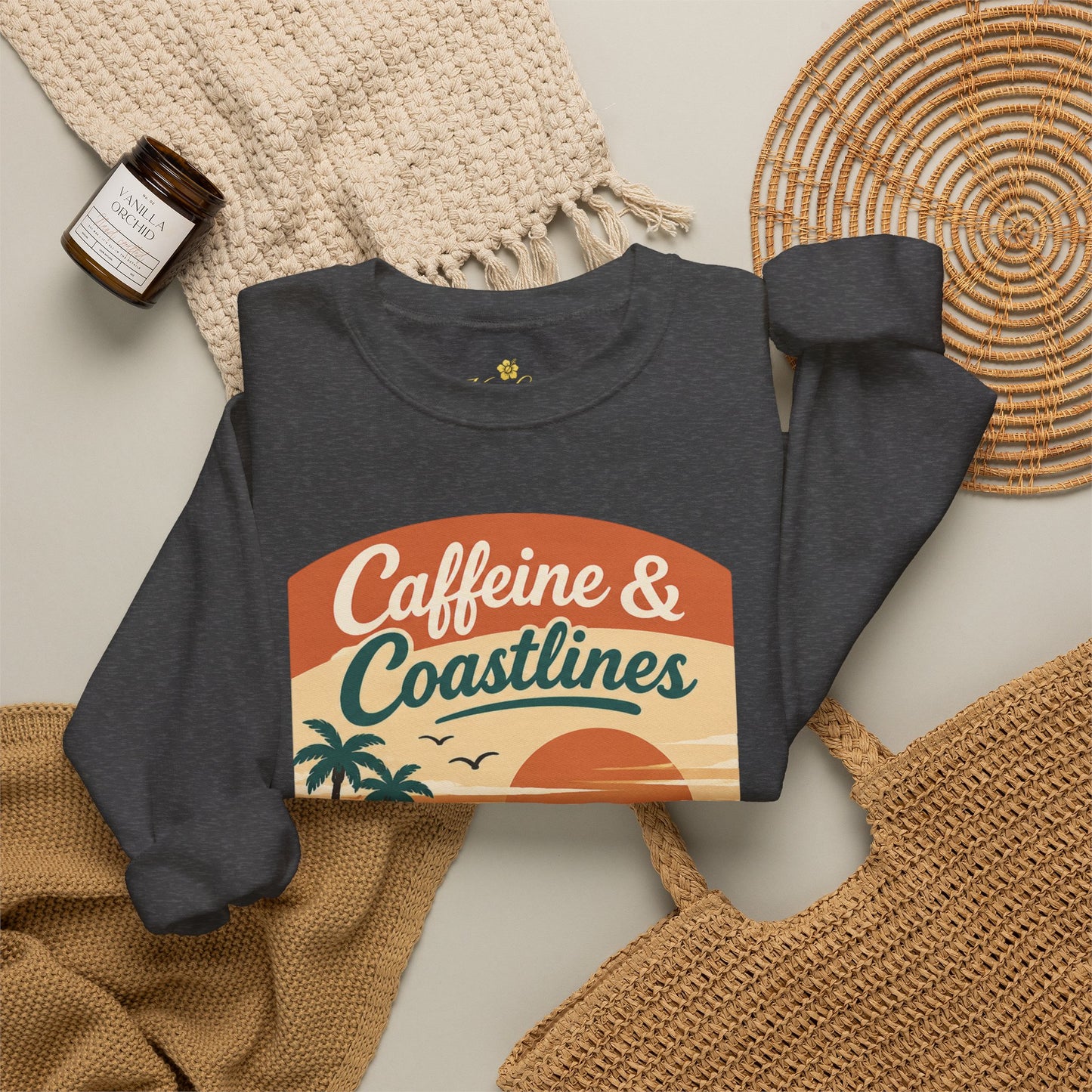 Kopikoa Caffeine and Coastlines – Unisex Crewneck Sweatshirt
