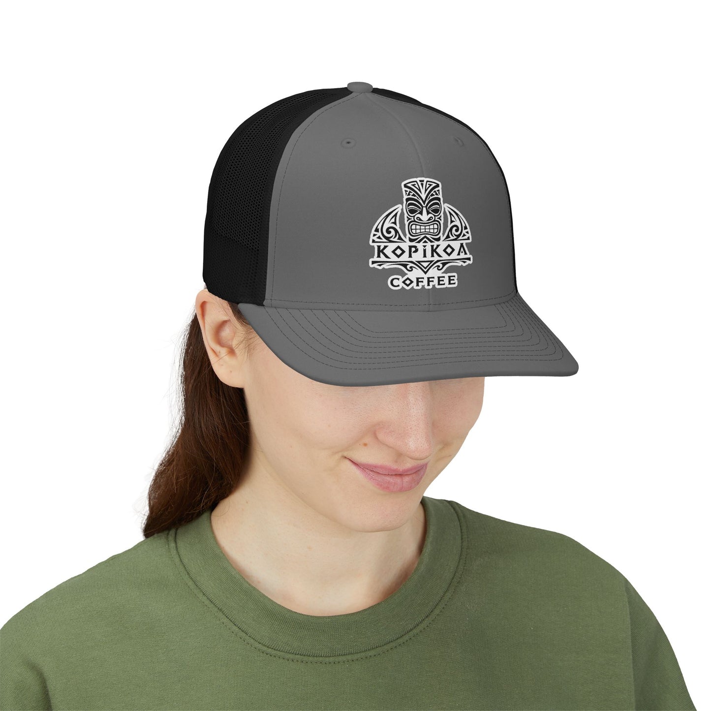 Kopikoa Tiki Logo Embroidered Trucker Cap — Snapback Hat