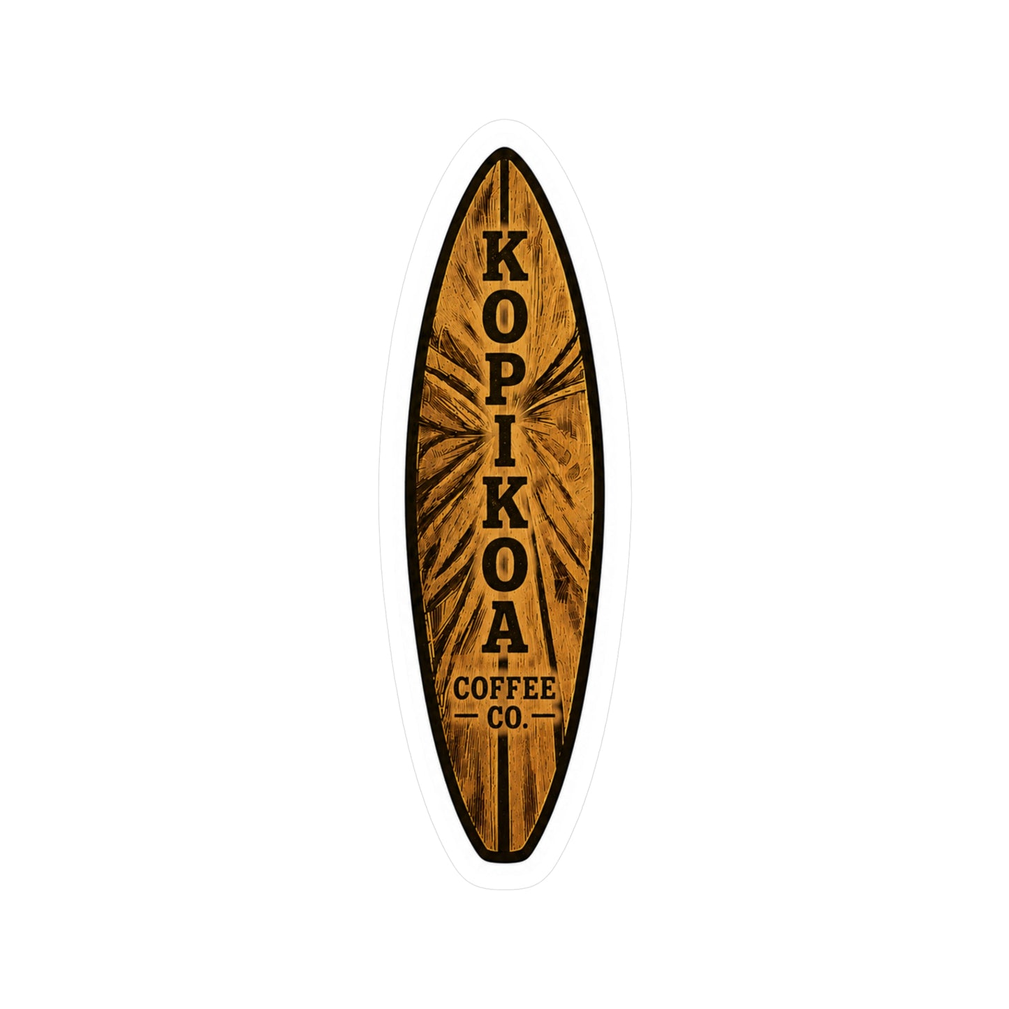 Kopikoa Surfboard Coffee Vinyl Sticker — Kiss-Cut Decal