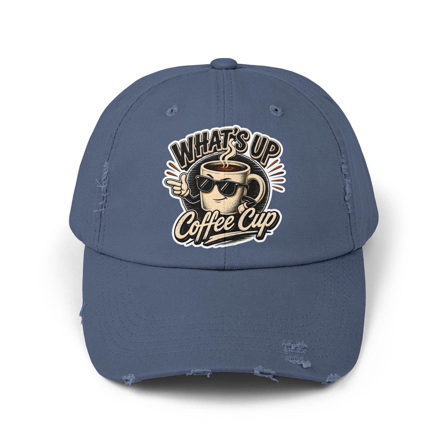 Kopikoa "What's Up Coffee Cup" Distressed Cap — Vintage Coffee Hat