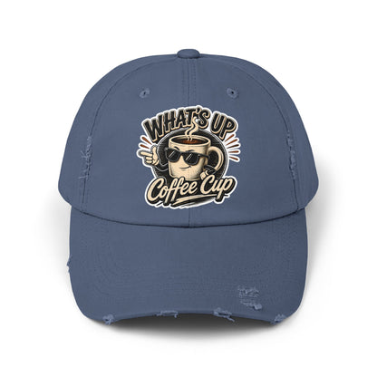 Kopikoa "What's Up Coffee Cup" Distressed Cap — Vintage Coffee Hat