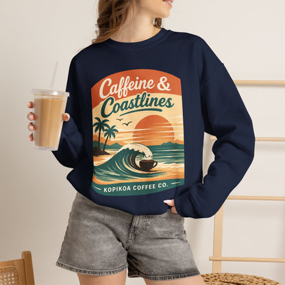 Kopikoa Caffeine and Coastlines – Unisex Crewneck Sweatshirt