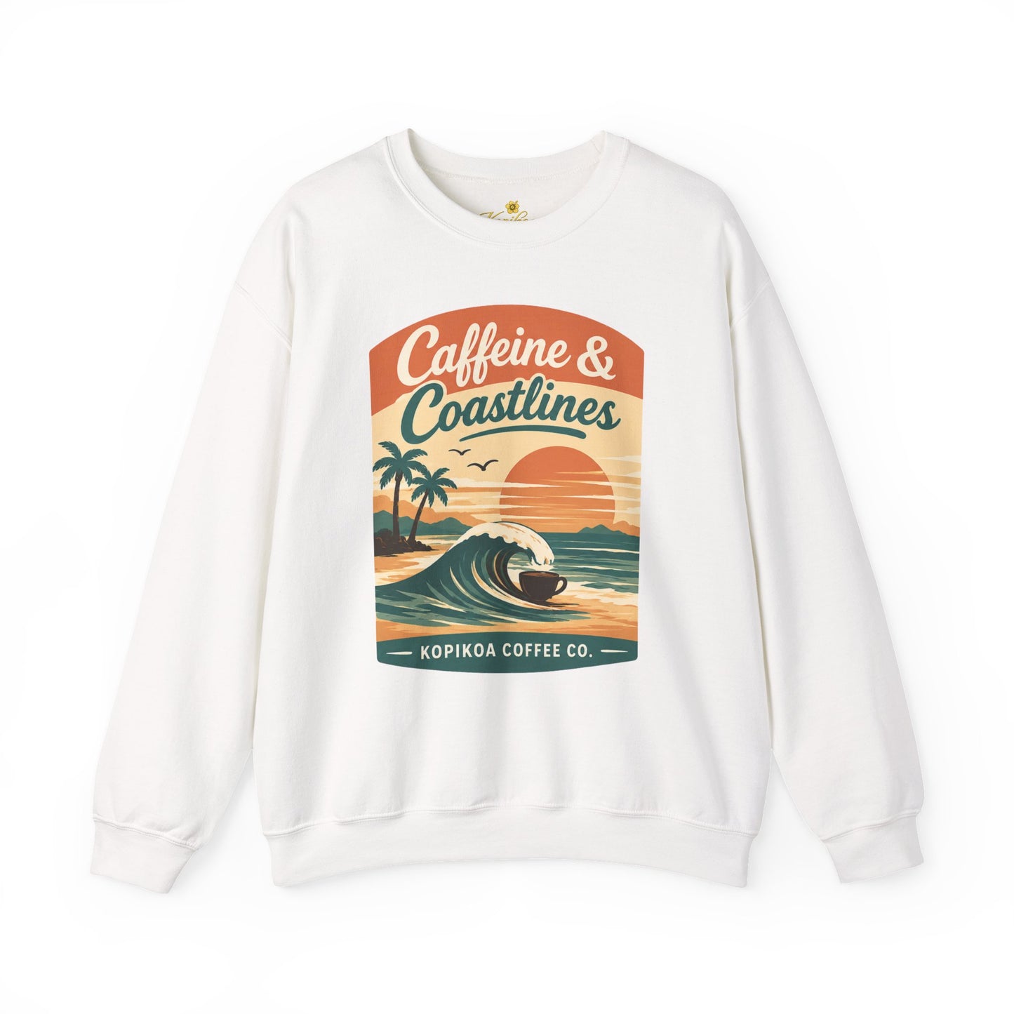 Kopikoa Caffeine and Coastlines – Unisex Crewneck Sweatshirt